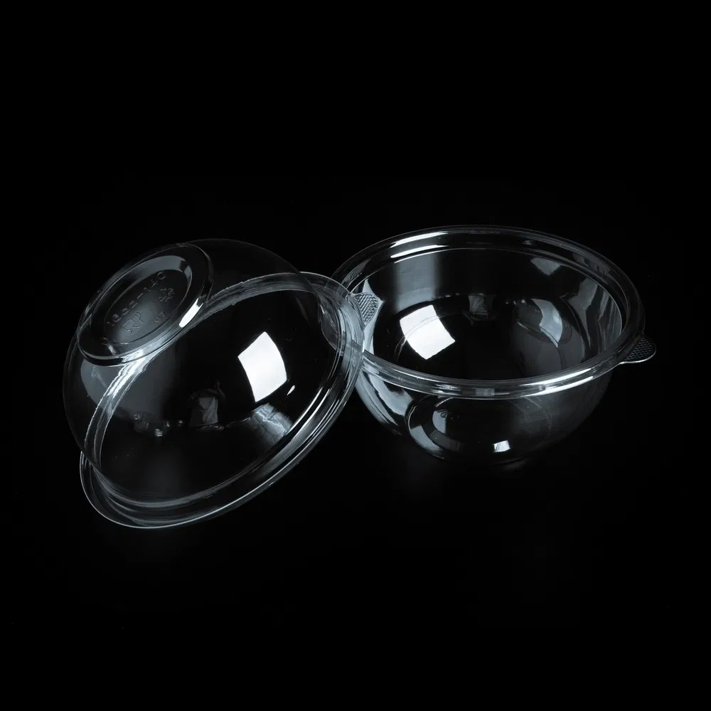 Transparent Disposable Plastic Round Salad Bowl for Fast-Food Takeaway