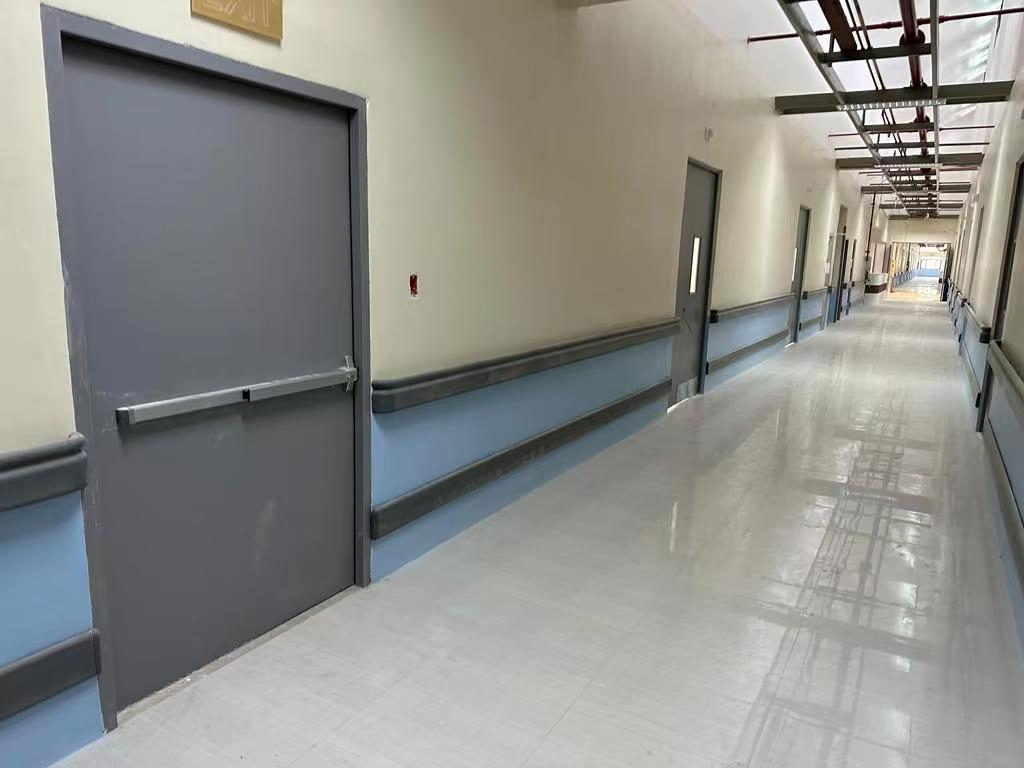 Finished Grey Steel Fire Door with Escape Lock. Factory Direct Sale