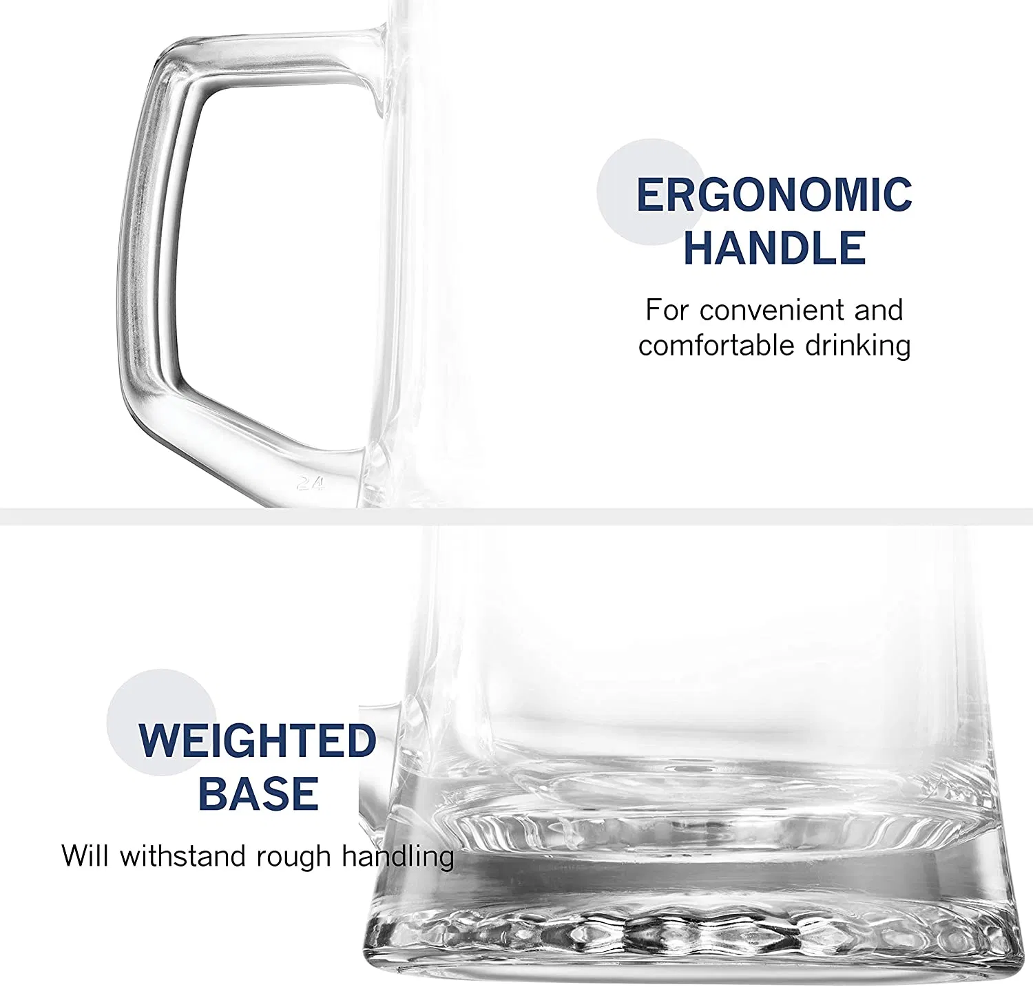 17 Oz Solid Heavy Large Glass Steins Beer Glasses with Handle for Breckenridge Brewery Buffalo Bill's Brewery Bunker Hill Breweries