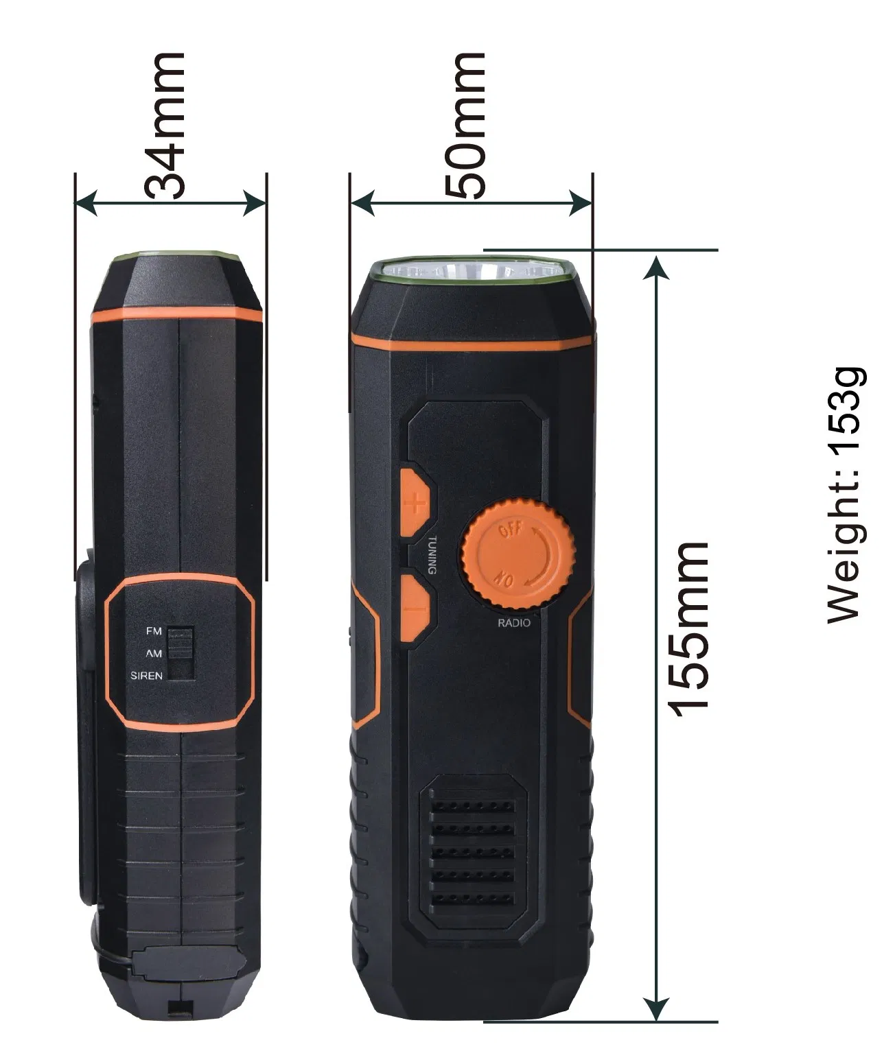 Портативное радио с фонариком и зарядкой для телефона