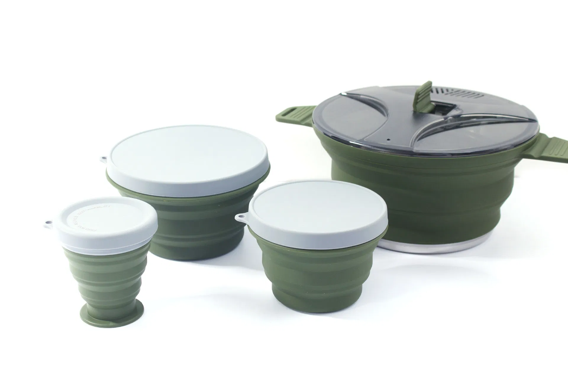 Four Piece Set Silicone Collapsible Camping Cookware Camping Pot Cookware Set for Outdoor