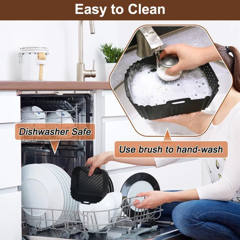 Reusable Silicone Air Fryer Basket Liner for Ninja SL401 Double Stack XL Air Fryer, Non-Stick Heat Resistant Air Fryer Accessories