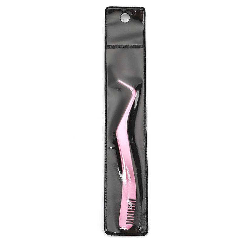 Professional Precision Stainless Steel Lash Tweezer Precision Eyelash Extension Tool with Comb