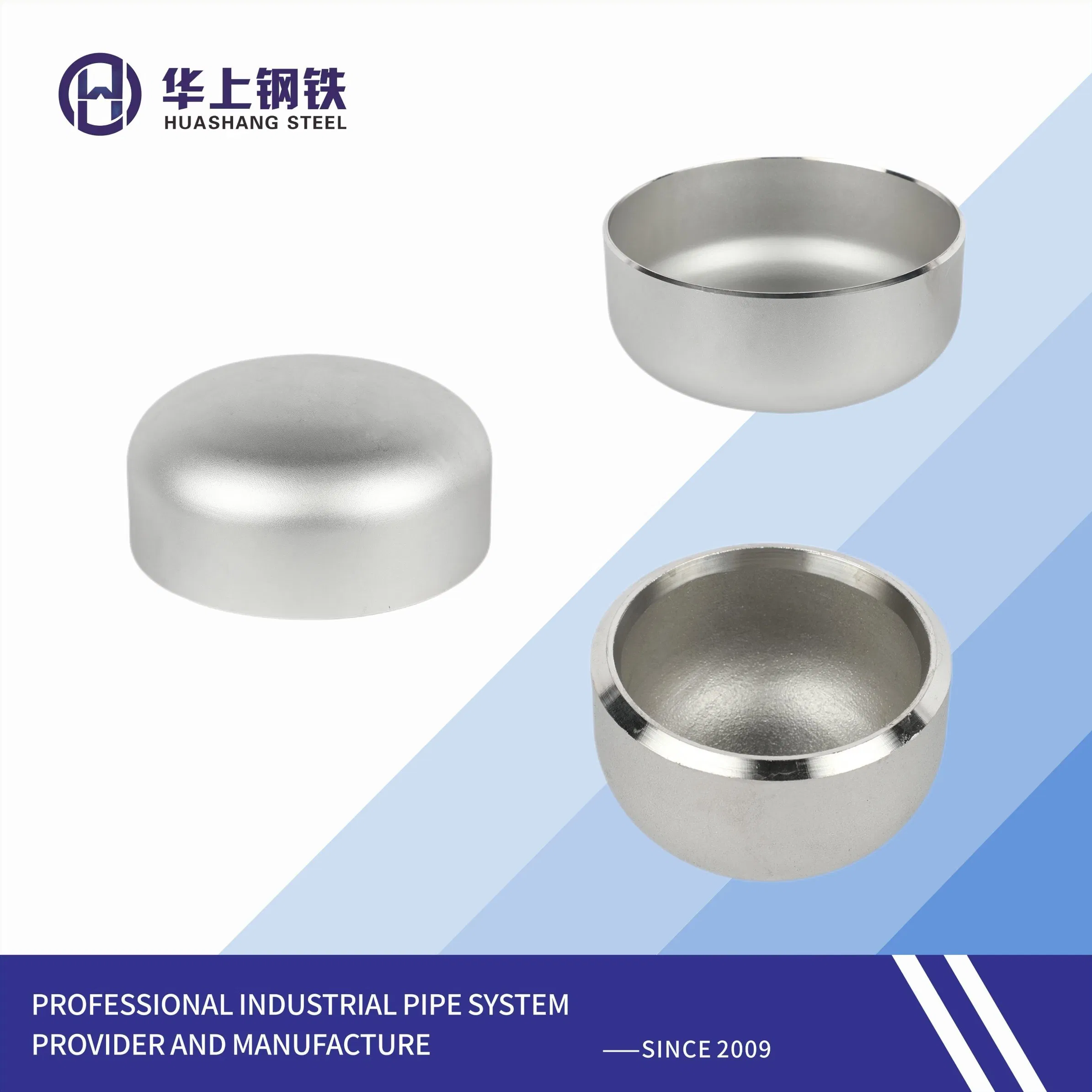 Pipe Fittings Seamless Weld Tube Cap End Cap DN200 DN150 6" 8" Stainless Steel Butt Welding Pipe Fitting 316 Cap