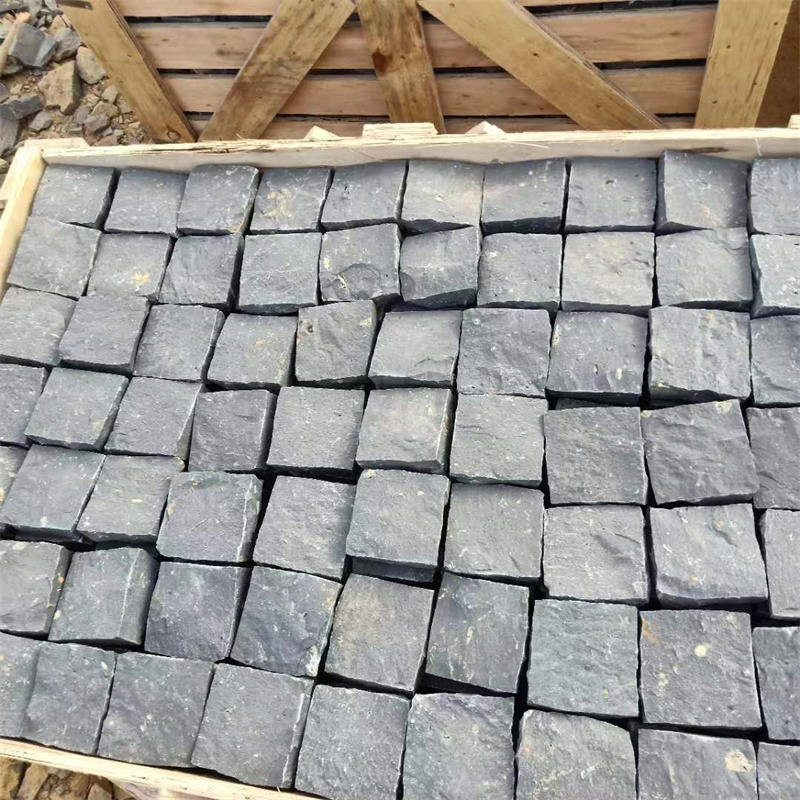 Natural Split Zp Black Basalt Cube Stone Paver