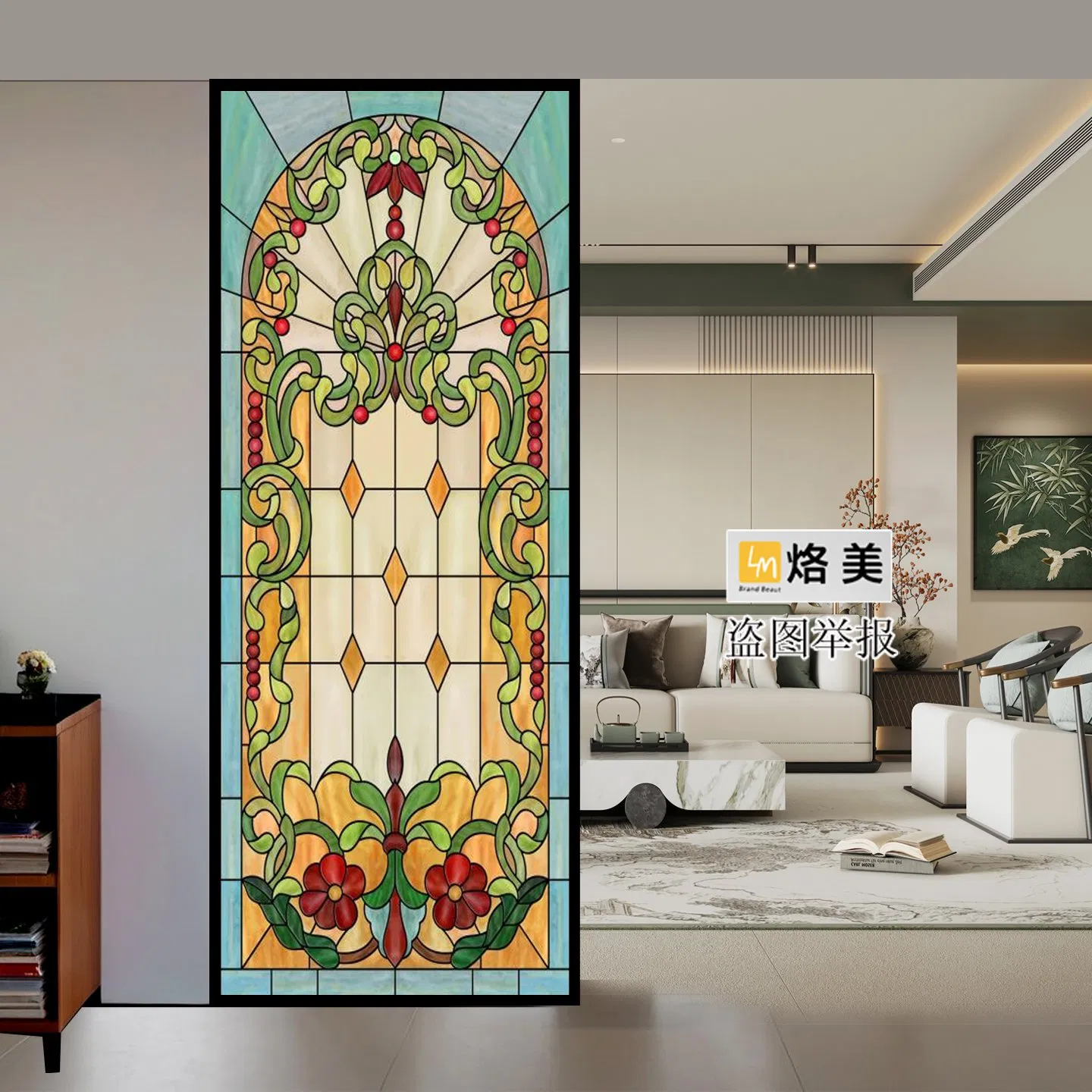 Painted Church Glassliving Room Partition Screenhome Entrance Background Wallhotel Decoration