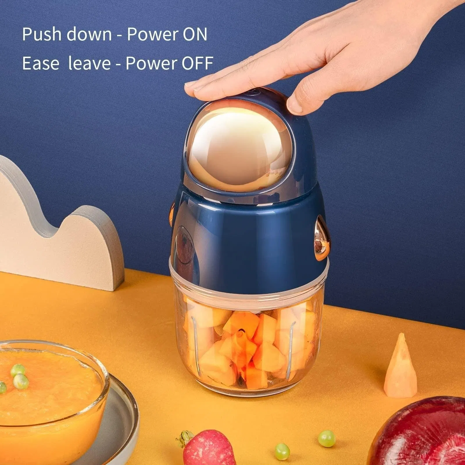 Fashionable Mini Cute 1.2 Cup Glass Bowl 6 Blade Electric Food Blender
