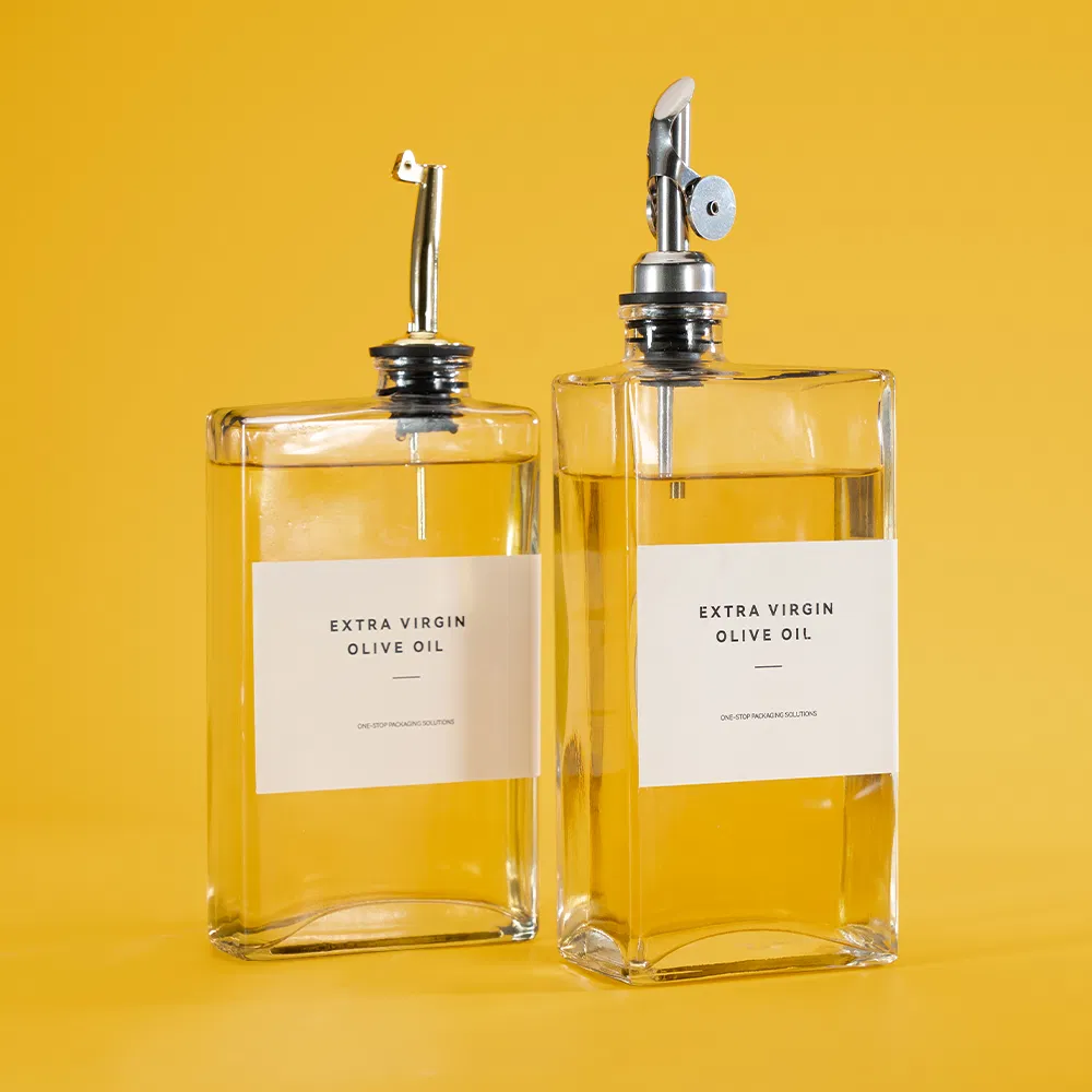 Unique 500ml 350ml Glass Vinegar Empty Cooking Oil Bottles with Olive Oil Bottle Stickers