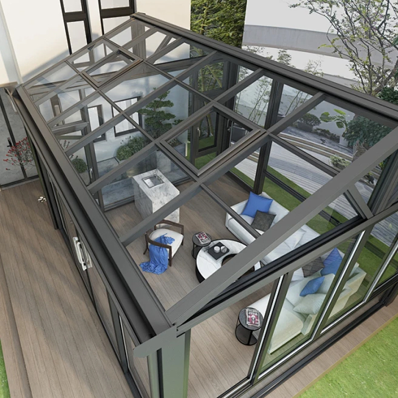 Polycarbonate Garden Greenhouse Prefab Solarium Glass House 10X16 Size Aluminium Sunroom with Bathroom Sunroom