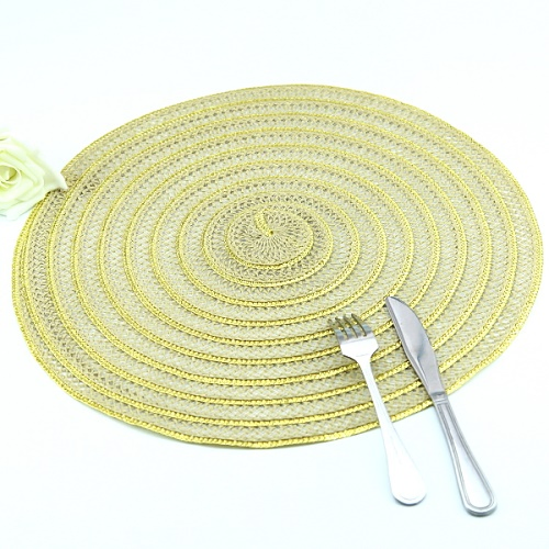 Round Durable 15 Inch Woven Gold or Silver Placemats