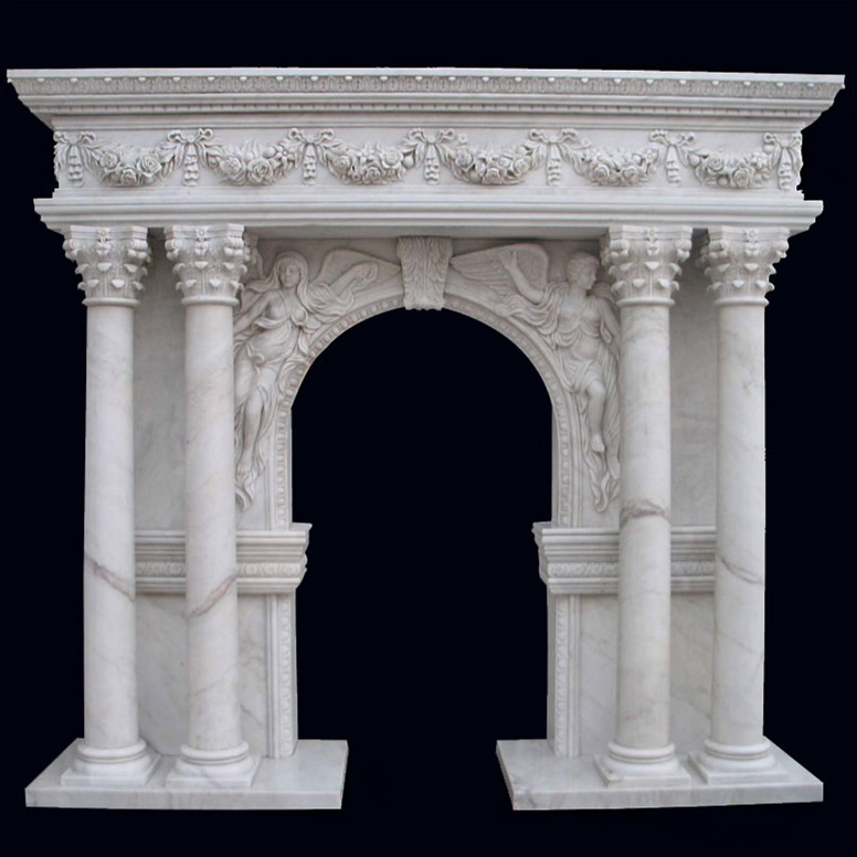 Natural Marble Fireplace Mantel, Fireplace Surrounds Mantel for Home Decoration