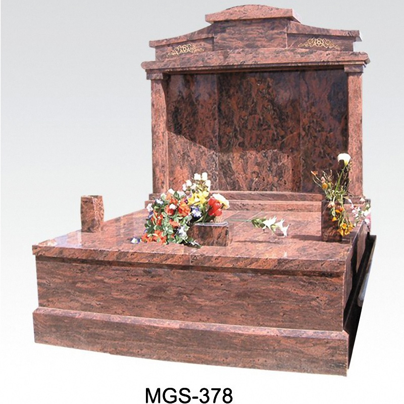 Carving Cemetery Memorials Double Headstone with Vase Lion