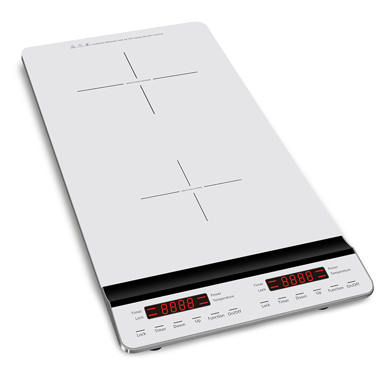 Vertical Double Induction Cooker with Ceramic Glass and Slim Body