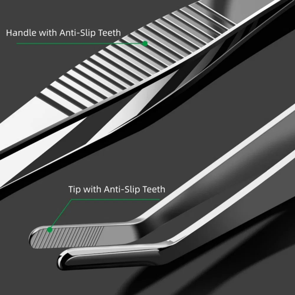High-Quality Anti-Slip Straight Curved Versatile Metal DIY Tweezers with Teeth
