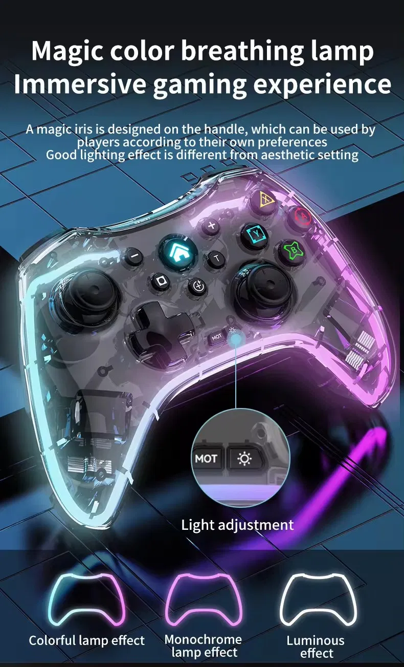 Прозрачный игровой геймпад RGB для Switch, Android, PC
