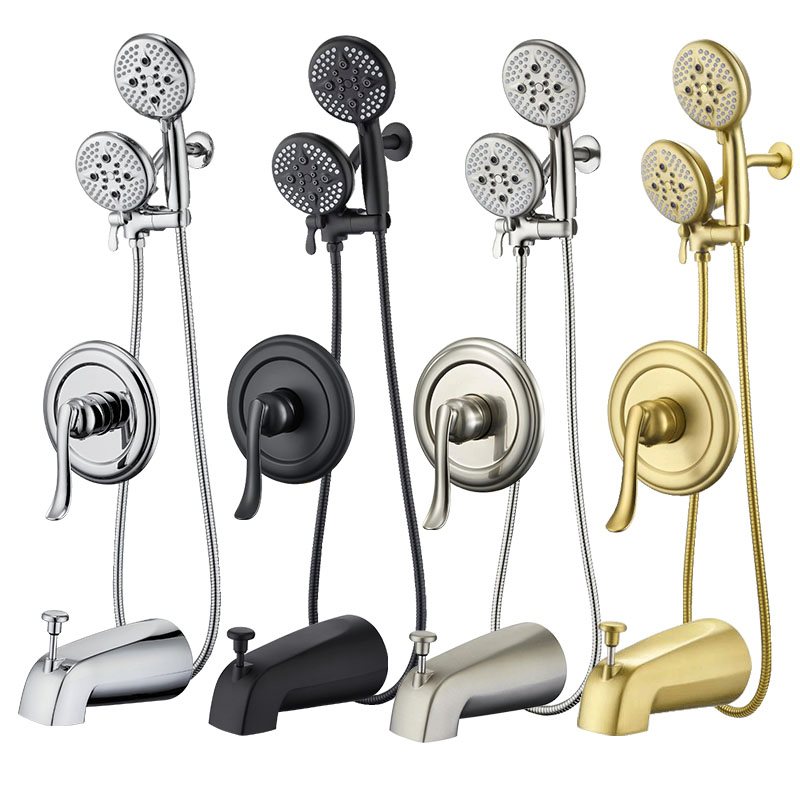 Bathroom 3 Modes Pressure Balance Valve Chrome Brass Concealed Shower Set
