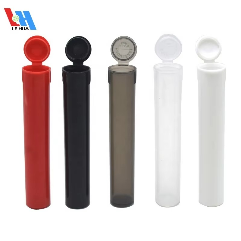 Custom Multi Colors Child Resistant Plastic Squeeze Open Pop Top Tubes 96mm 109mm 116mm Pre Roll Tubes Packing Roll Tube Label