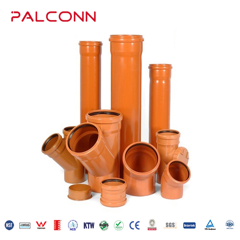 OEM 160mm White or Orange PVC Gasket Drainage Pipe and Elbow