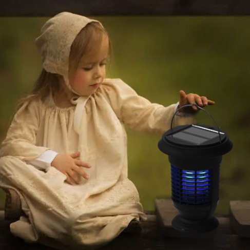 Self-Cleaning Mosquito Killer Lantern Trap with Solar Panel Courtyard Fly Repellent Lantern