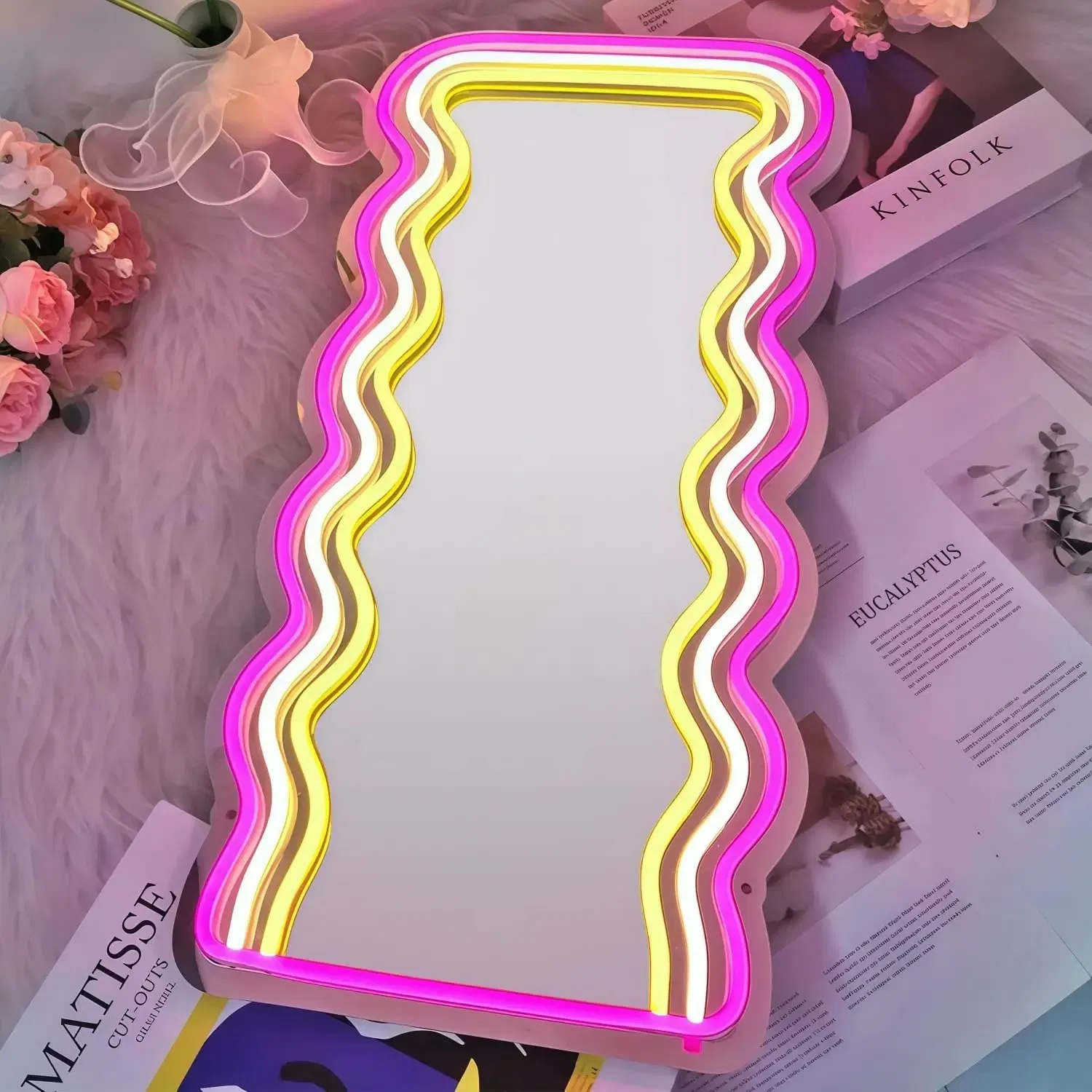 Mirror Neon Sign USB Dimmable LED Light for Studio Dorm Bedroom Game Room Bar Home Decoration Gift Night Light