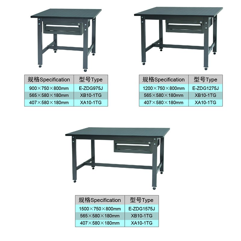 1.5 Meter Steel Industrial Folding Workbench with 1 Drawer