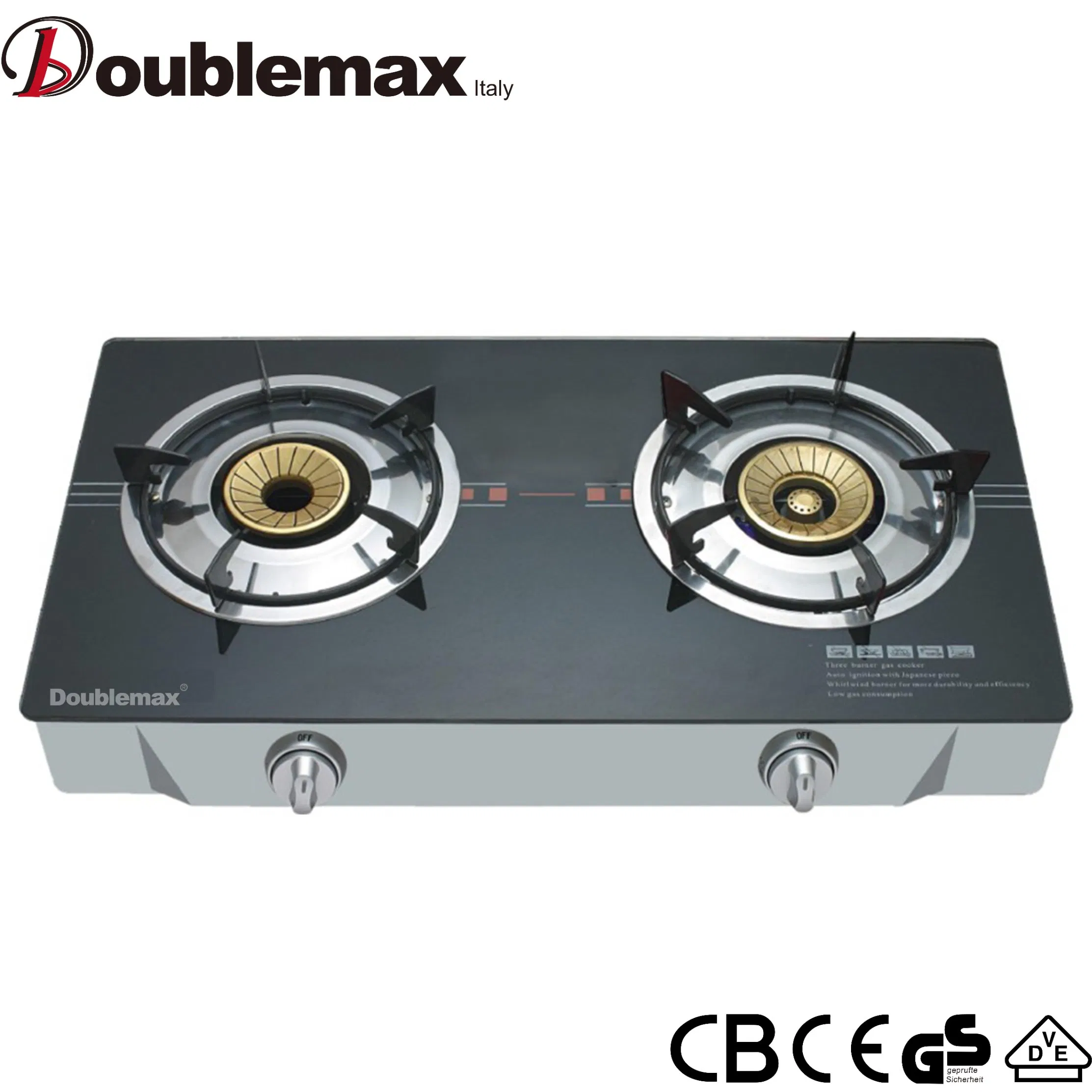 Portable Gas Stove Tempered Glass Double Auto Ignition 2 Burner Table Gas Cooker