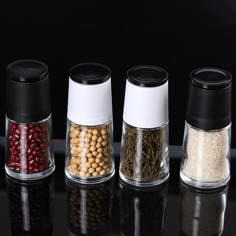 180ml Clear Glass Manual Grinding Seasoning Bottles Kitchen Herb & Spice Tools for Sea Salt Pepper Grinders Household Spice Jars
