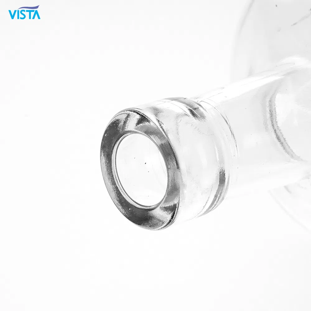 750ml High Flint Elegant Glass Bottle Cork Cap Tower Shape Blue Spray