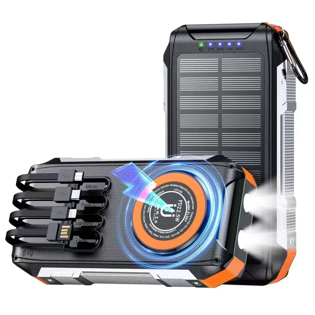 Солнечная павербанк Power Bank с быстрой зарядкой