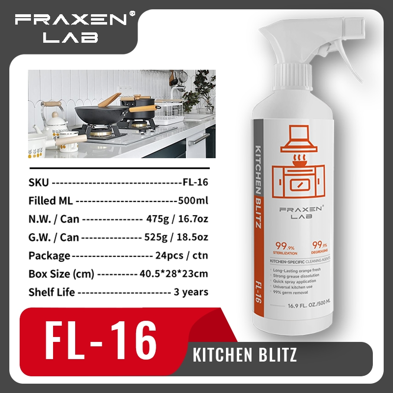 Fraxen Lab 500ml Home Cleaning Products Household Cleaner Oil Stain Removal for Tough Kitchen Stains