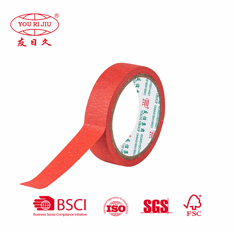 Yourijiu Painter Crepe Paper Automotive Car Decoration Color Orange Blue Red Waterproof Masking Tape Jumbo Roll