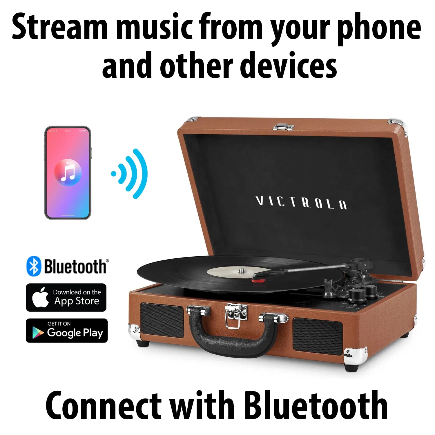 Портативный чемоданный проигрыватель винила с Bluetooth и записью