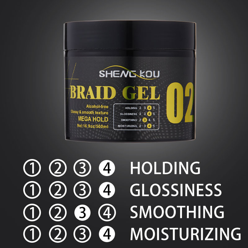 Wholesale Private Label Hair Syling Product OEM 500ml No White Residue Strong Hold Braid Gel for Hair Braiding