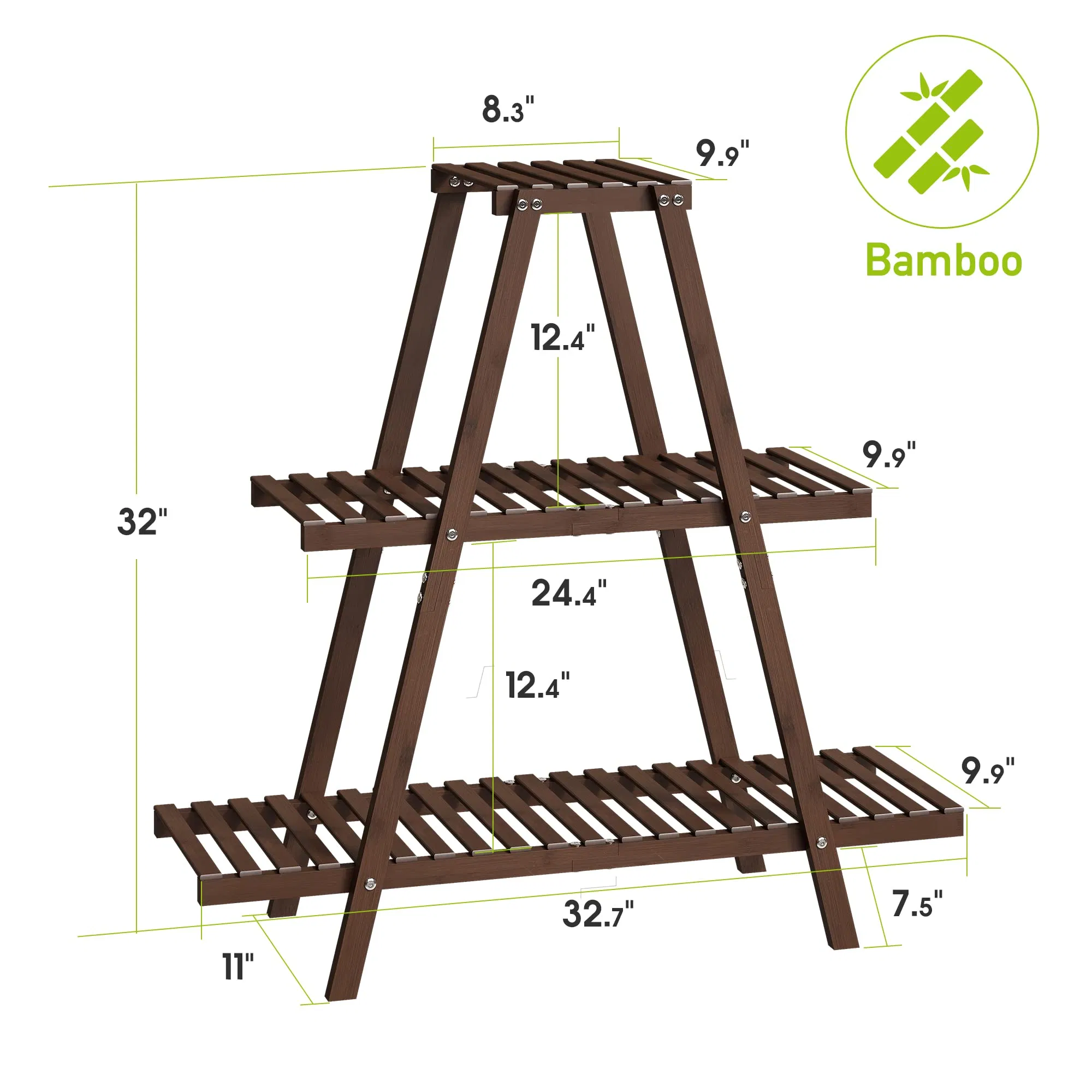 Bamboo Tiered Flower Holder Ladder Plant Multiple Table Plant Stand