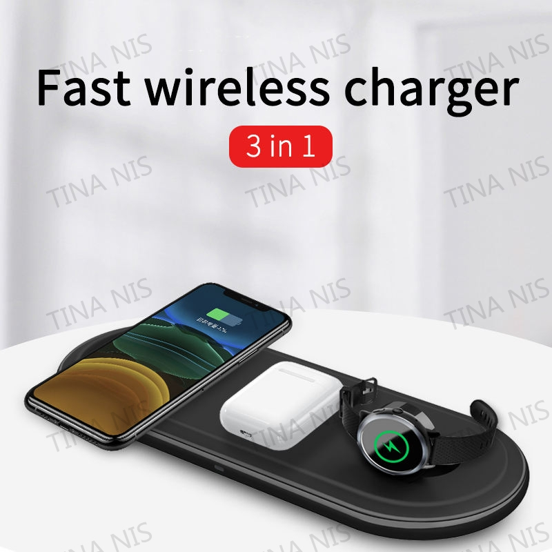 3 in 1 Charging Station Flat Mobile Phone Watch Fast Foldable 3 in 1 Wireless Charger with Light