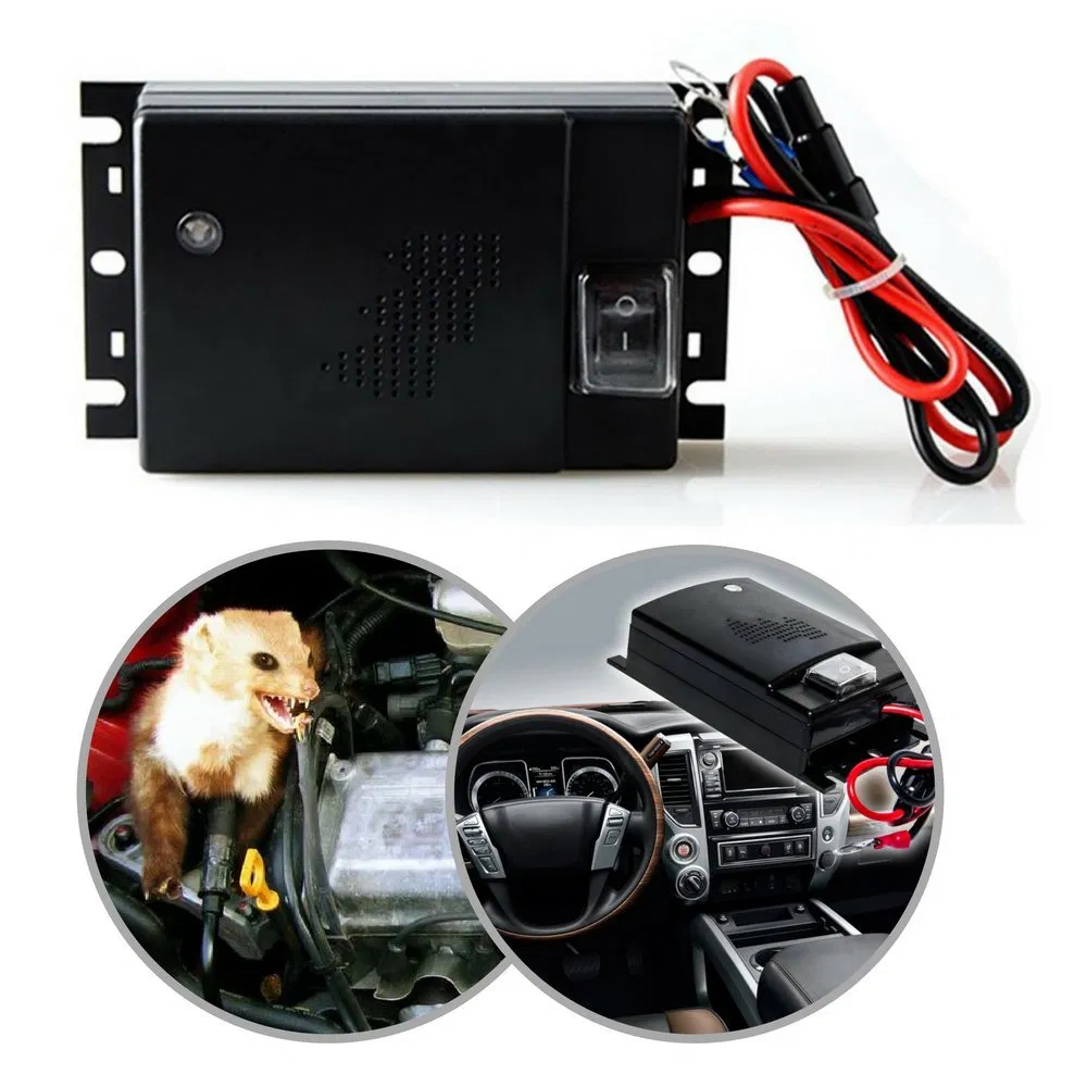 12V Ultrasonic Pest Repeller, Vehicle Rodent Repellent, Non Toxic, Pest Control for Rodents, Moles, Dogs, Cats, up to 300 FT. of Coverage