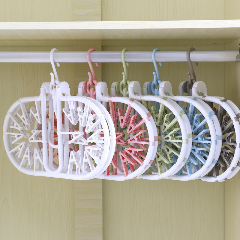 Three-Muticolors Plastic Sock Rack with 32clips Usage for Household