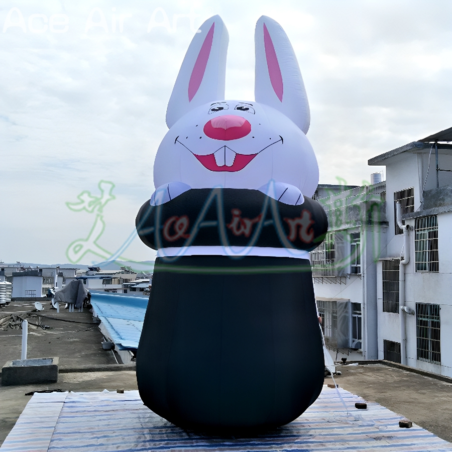 Giant Inflatable Bunny Sitting in Magic Hat Attractive Easter Outdoor Decoration/Event Props