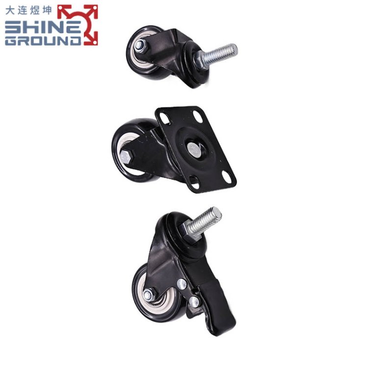 Premium Black Aluminum Profile Door Hardware with 2-Inch Casters