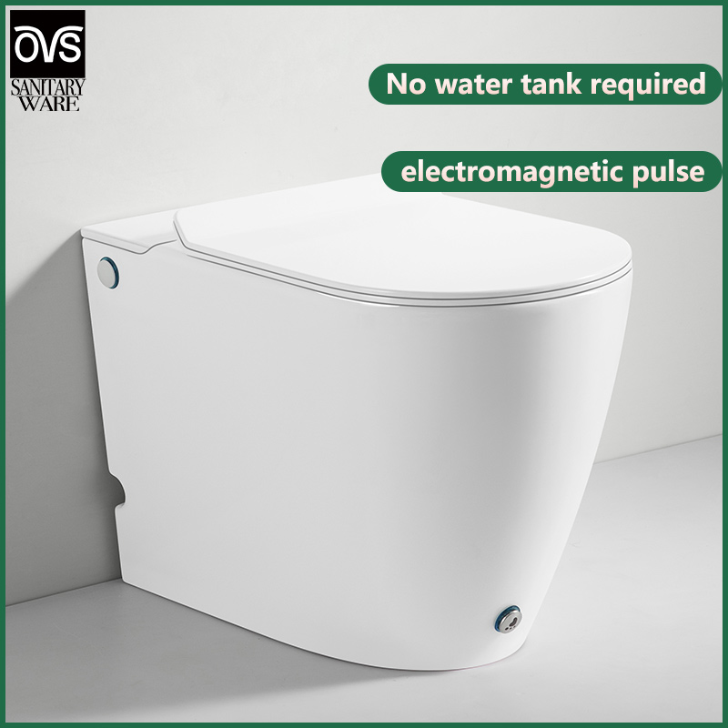 Factory Price Luxury Bathroom Products Sanitary Ware Electric Pulse Foot Touch Flush Smart Wc Toilet Without Water Tank