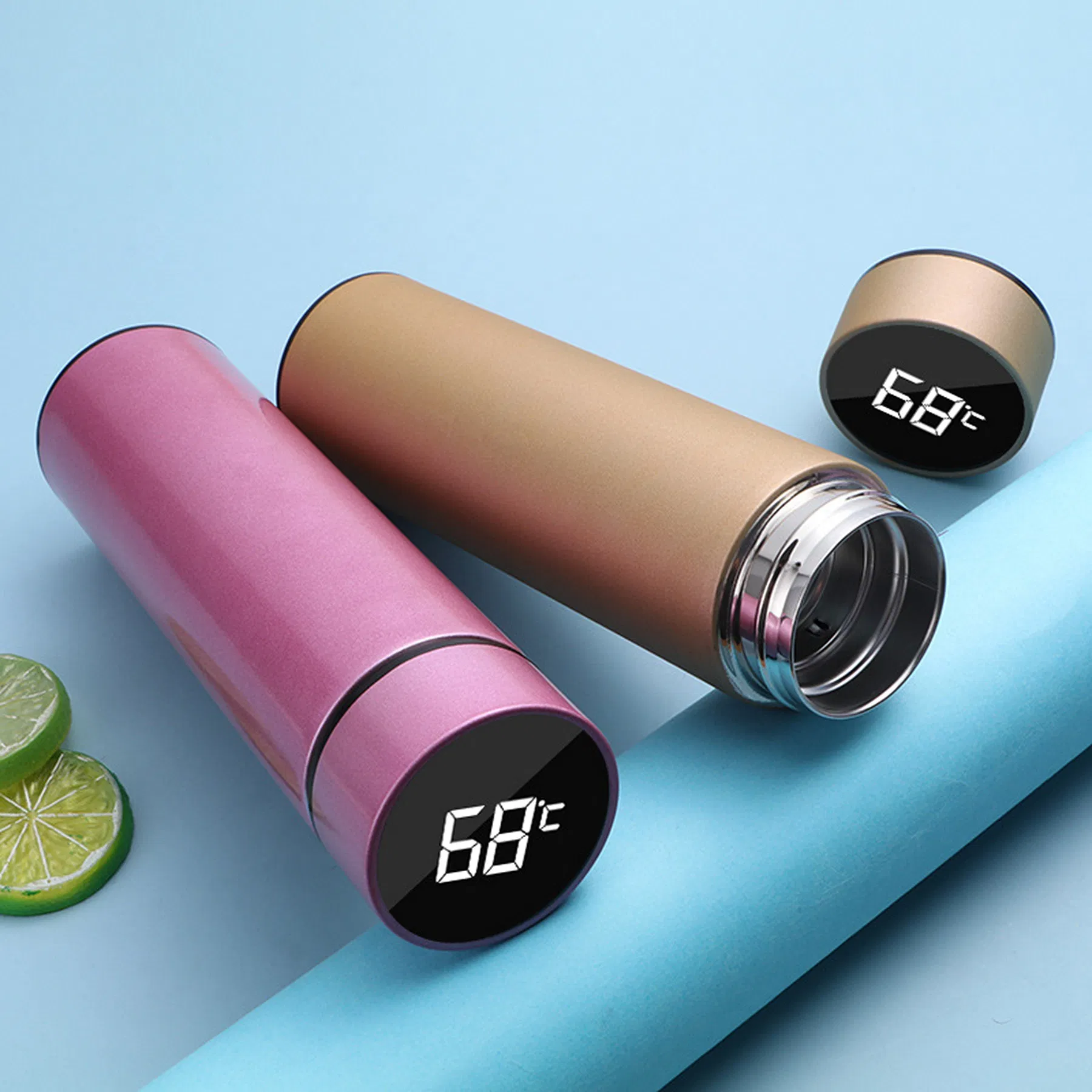 Customized LED Temperature Display Vacuum Smart Cup Water Bottle Stainless Steel Cup Sport Thermo with Touch Screen Lid