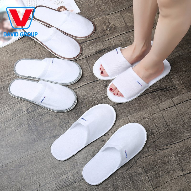 Hotel Disposable Towel Slipper Towel Fabric Open Toe Slippers