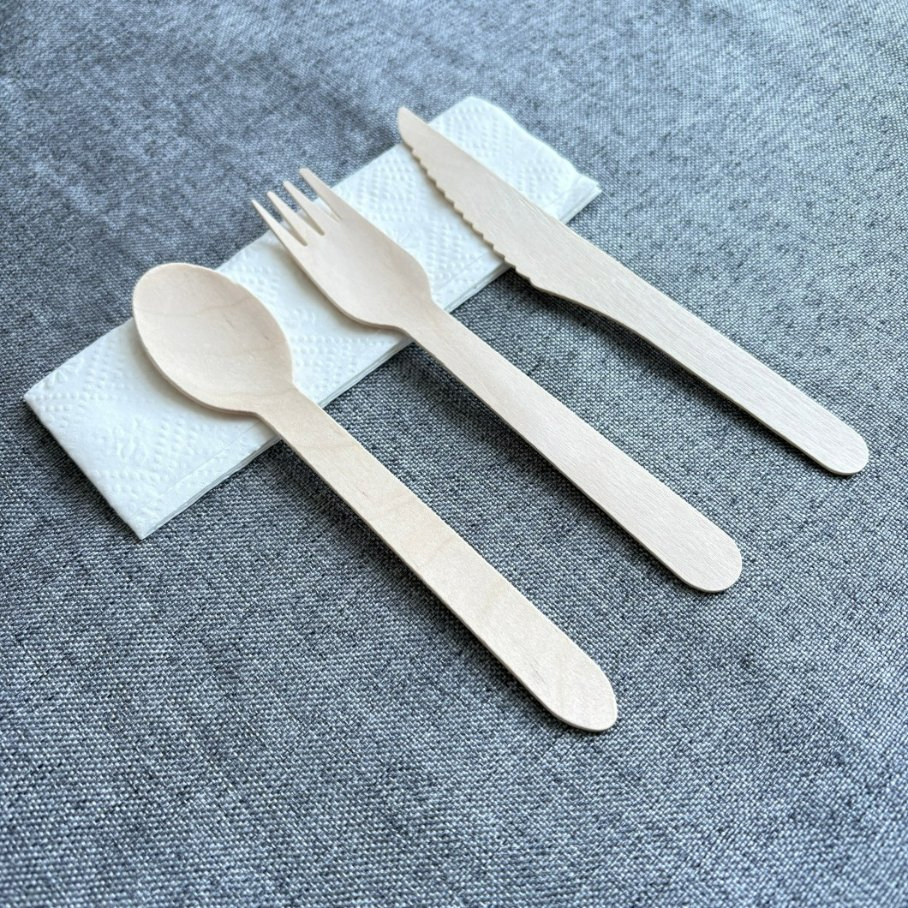 Factory Price Disposable Wood Spoon and Knife Fork Sustainable and Compostable Utensils