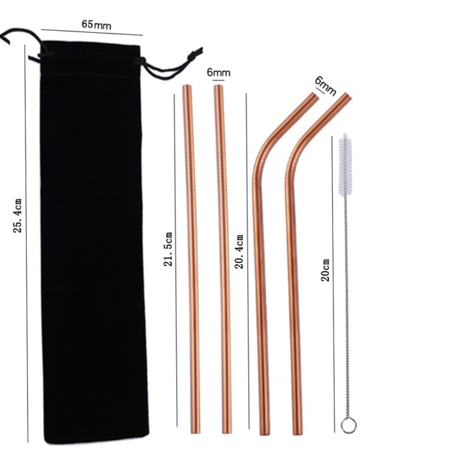 Popular Colorful Portable 304 Stainless Steel Straw Set