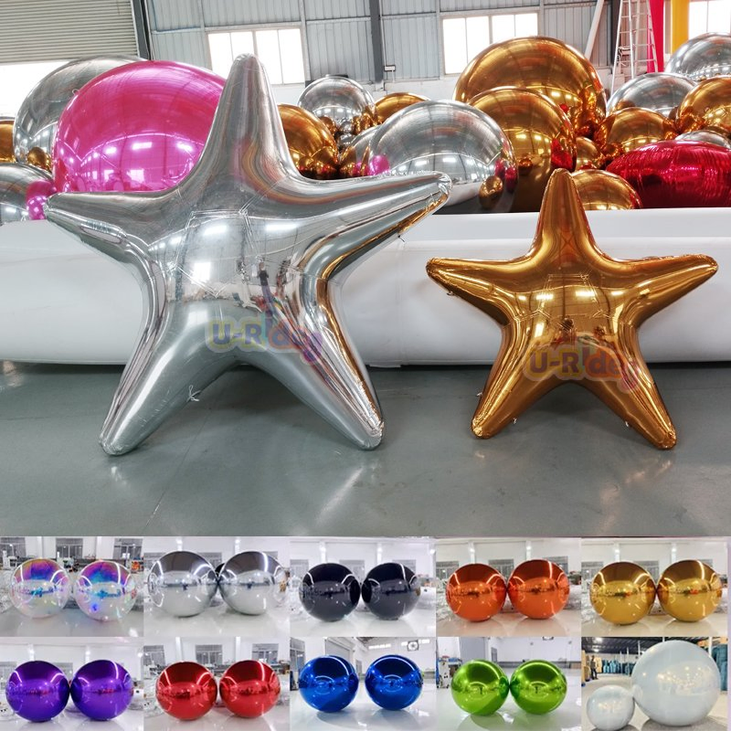 Giant Inflatable PVC Mirror Ball Star Balloons for Christmas Party Decoration Shiny Big Shiny Mirror for Parties