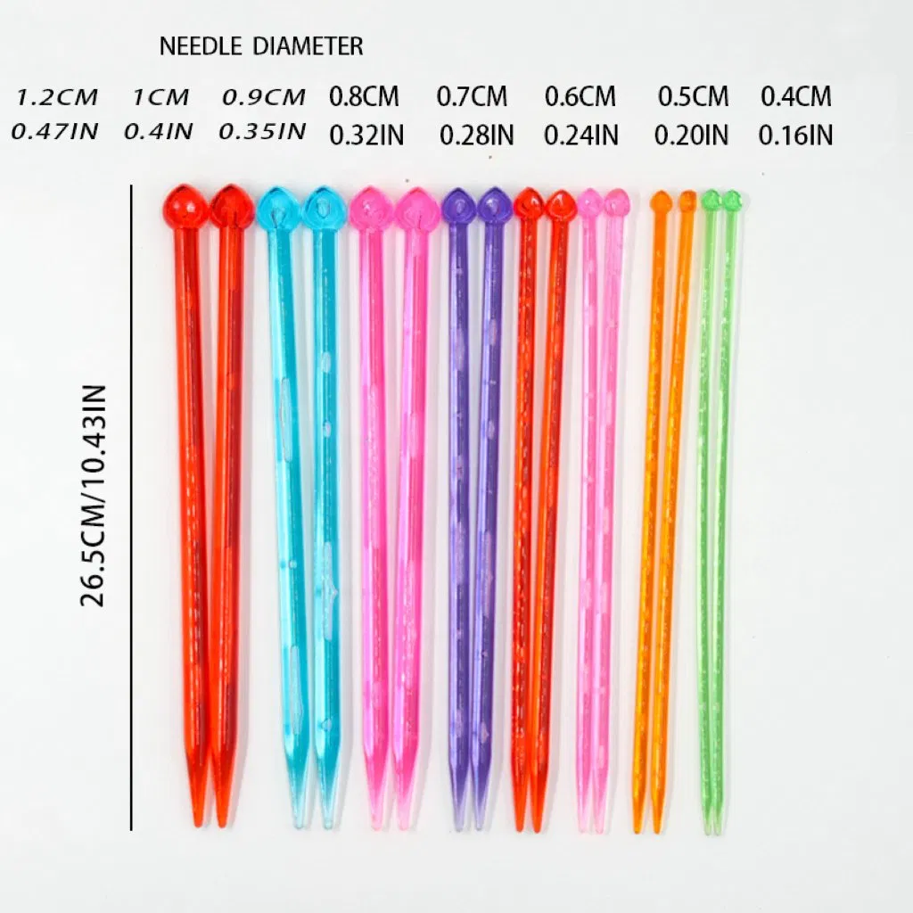 26.5cm 1-Pointed Color Plastic Knitting Needle Set (8PCS)