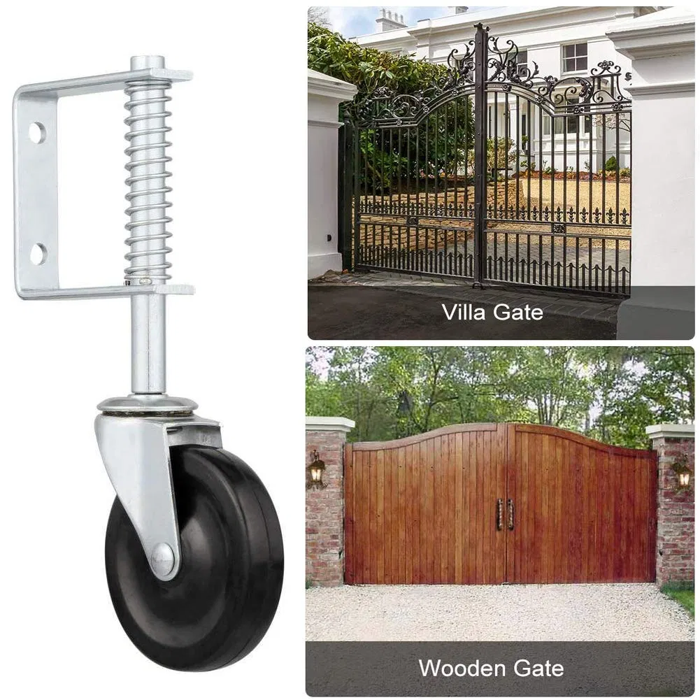 Spring-Loaded Gate Caster Hard Rubber Fence Gate Wheel Casters