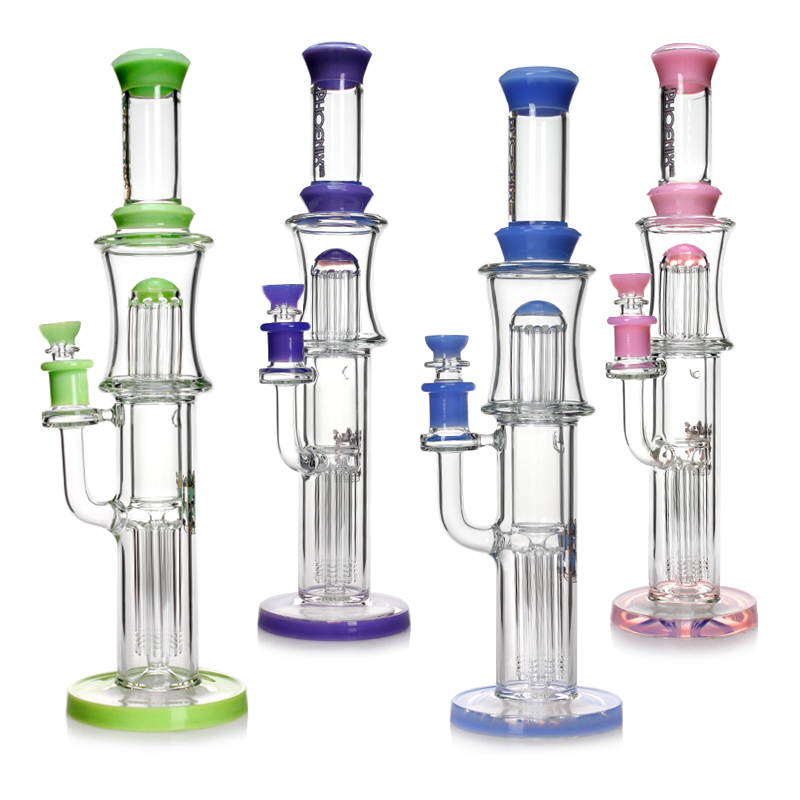 Wholesale Phoenixstar Glass High Quality 16.5 Inches Recycler Tall Big Straight Tube Tobacco Smoking Water Pipe with 10 Arm Perc
