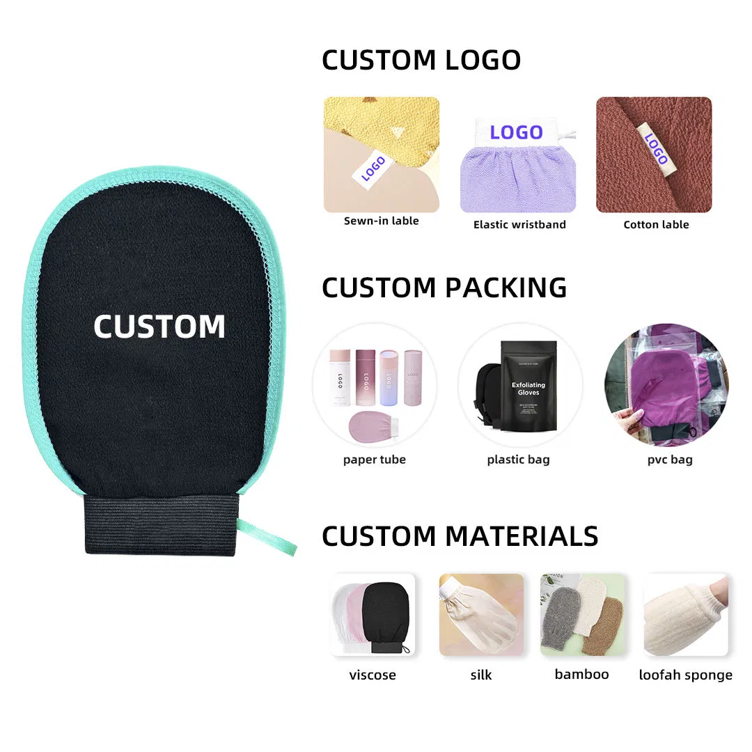 Custom Logo High Quality Viscose Fiber Moroccan Premium Kessa Hammam Glove Korean Exfoliating Mitts