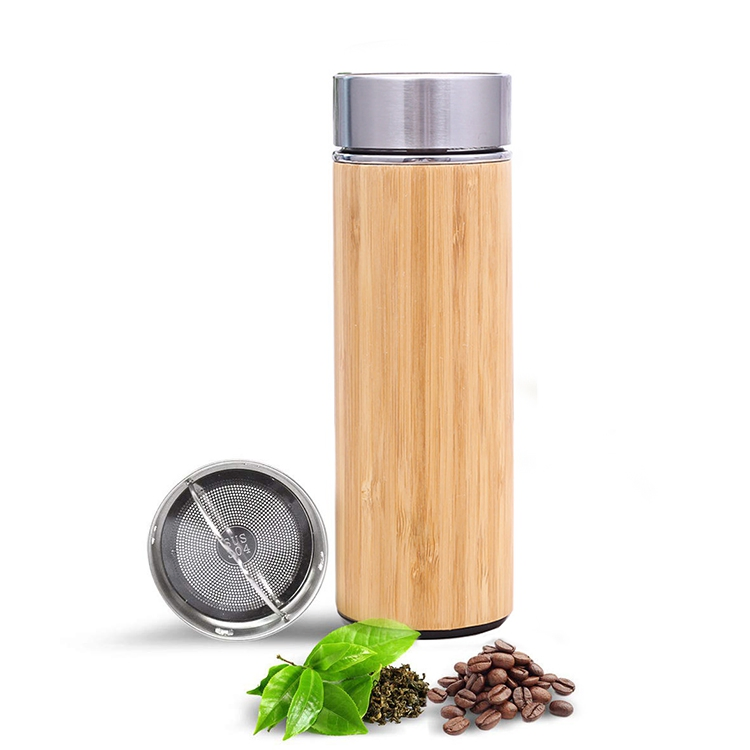 450ml Top Quality BPA Free Bamboo Borosilicate Glass Creative Drink Bamboo Water Bottle